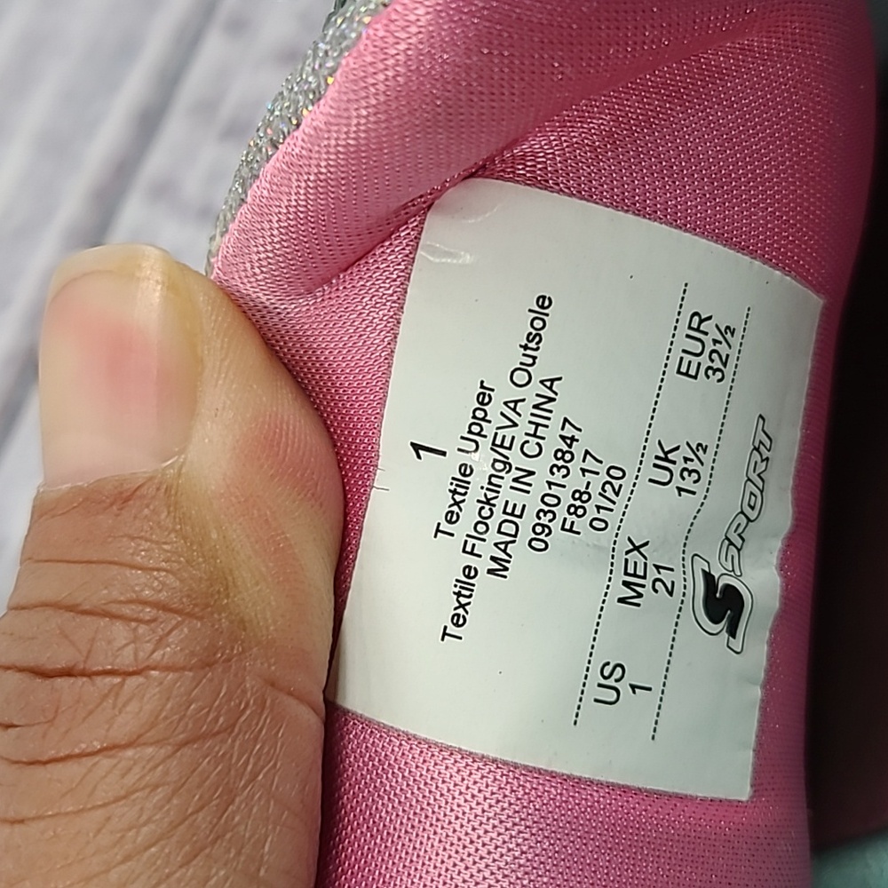 Baby Girl Skechers Crystal Stars Size:1 No Tie Sneakers Robyn Pink Blue Flaw - Picture 7 of 7
